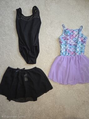 Dance Cat & Jack Black Leotard, Black Skirt & Purple Mermaid Tutu Set